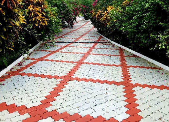 Interlocking paver garden walkway
